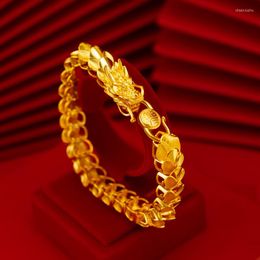 Link Bracelets Not Fade Heavy Industry Men's Bracelet Lifelike Dragon Patterned Bangle Hip Hop Iced Out Jewellery Gift