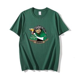 Men's Polos 100% cotton Green solid Summer T-Shirts Letter Print Streetwear Men Women Fashion O-Neck T Shirt Hiphop Tees Tops Clothing 230511