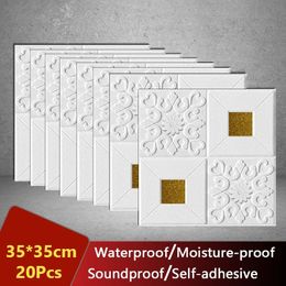 Party Decoration 3535cm 3D Wall Stickers Ceiling Panel Roof Decor Waterproof SelfAdhesive Foam Wallpaper Living Room Kitchen TV Backdrop 230510