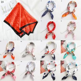 Scarves Square Scarf Hair Tie Band For Party Women Elegant Small Vintage Skinny Retro Head Neck Silk Satin Printed Multifunction