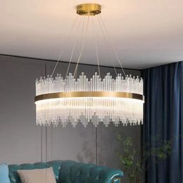 Chandeliers Nordic Ceiling Home Decor Led Crystal Hanging Light Fixture Indoor Lighting Living Room Bedroom Round Modern Luxury