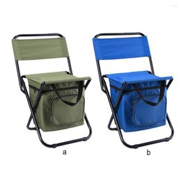 Camp Furniture Foldable Camping Chair Oxford Cloth Hiking Picnic Backpacking High Back Comfortable Seat Beverage Organizer Pouch Blue