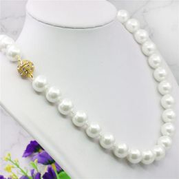 Chains Huge 12mm South Sea White Shell Pearl Necklace Rope Chain Beads Hand Made Jewelry Making Natural Stone 18inch (Minimum Order1)