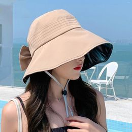 Wide Brim Hats Women's Sun Visor UV Protections Hat Summer With Wind Lanyard For Fishing Hiking Travelling D88