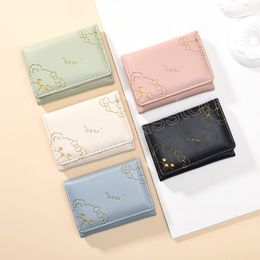 Lady Cash Wallet New Female Student Purse Cute Cartoon Bear Pu Leather Wallets Fashion Zero Purse For Women Card Holder