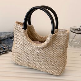 Evening Bags Summer Straw Top Handle Bag Beach Woven Handbags Design Crossbody for Women Branded Simple Female Shoulder 230510