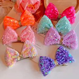 Hair Accessories 4Pcs/Lot Girls Cute Glitter Sequins Ear Clips Boutique Bows Women Hairpins Kids