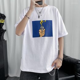 Men's T Shirts Man's Summer Cotton T-shirt Comfortable to Wear Half Sleeve Loose Casual Tee Print Gun Shooting Fire the Revoer Oversized