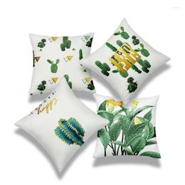 Pillow 4pcs Home Decoration Cactus And Tropical Plants Print Pillowcase Set Of 4 Fresh Green Decorative Covers