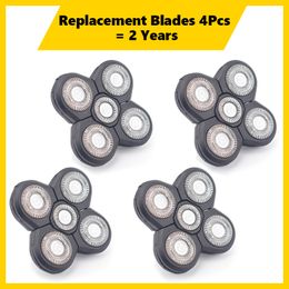 Electric Shavers 4PCS Replacement Shaver Head Electric Shaver 5D Independently 5 Cutter Floating Head Waterproof Stainless Steel Razor Blade 230511