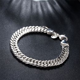 925 Sterling Silver Chain Solid Bracelet for Women Mens Charm Party Gift Wedding Fashion Jewelry