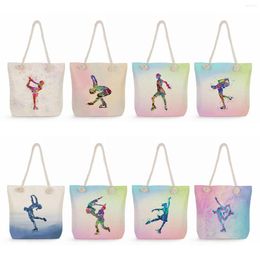 Evening Bags Art Print Handbags Fashion Thick Rope Shoulder Bag For Women Watercolour The Skating Shoes High Capacity Skaters Storage Tote