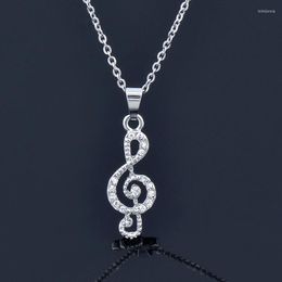 Pendant Necklaces KIOOZOL Music Notes Rhinestone Necklace Female Silver Colour Choker Chain Fashion Jewellery 491 KO2