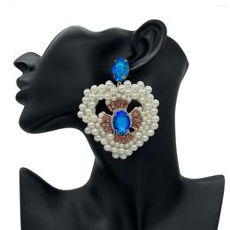 Dangle Earrings Exaggerated Oversized Pendant Pearl Statement Drop Big Heart Bohemian Jewelry Oorbellen For Women Pendientes