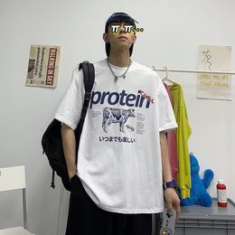 Men's T Shirts Privathinker Kaus Pria Kawaii Grafis Kartun Protein Longgar Lengan Pendek Musim Panas Pakaian Harajuku Jepang 230510