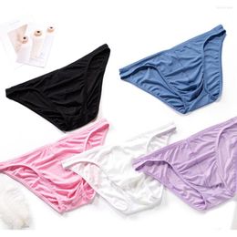 Underpants Men's Comfortable Underwear U Convex Micro Thread Briefs Pants Thin Ice Silk Sexy Shorts Young Men Breathable Panties