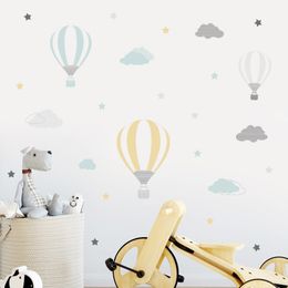 Party Decoration Cartoon Air Balloon Clouds Nursery Wall Stickers Removable Children DIY Decals Kids Bedroom Interior Home 230510