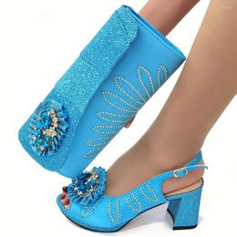 Dress Shoes Doershow Arrival And Bag Set African Sets 2023 SKYBLUE Nigerian Women Matching Bags For Wedding! HSW1-4