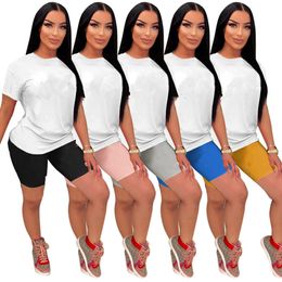 Designer Jogger suits Summer tracksuits Women Two Piece Sets Short Sleeve T-shirt and Shorts Casual Outfits Print Sportswear Bulk Wholesale Clothes 9564