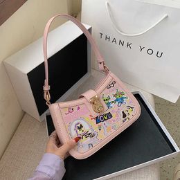 Cute Graffiti Crossbody Bags for Women PU Leather Shoulder Bag Women Casual Satchels Adjustable Strap Fashion Female Bag Handbag 230511