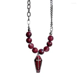 Pendant Necklaces Punk Blood Coffin Necklace For Men Women Minimalist Jewellery Male Female Chokers
