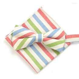 Bow Ties HOOYI Mens Striped Set Pocket Square Handkerchiefs Men Cotton Gift
