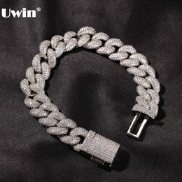 Chain UWIN 14mm Cuban Bracelet AAA Iced Out Cubic Zirconia Bracelets For Women Luxury Hiphop Jewellery Drop 230511