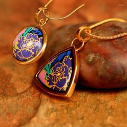 Bangle 2023 Peony Series Enamel Earrings Fashion Cloisonne Jewellery Fishhook Pendant For Woman