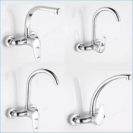 Kitchen Faucets Wall Mount Single Handle 2 Hole Faucet And Cold Water Brass Modern J14768