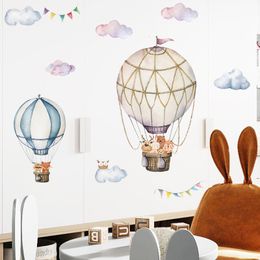 Party Decoration Cartoon Cute Animals Air Balloon Wall Stickers for Kids Room Baby Nursery Decals Bedroom Home Decor PVC 230510