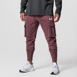 Men's Pants Outdoor Sport Multiple Pockets Sweatpants Solid Joggers Men Casual Slim Cotton Training Trousers Male Gym Fitness Bottoms