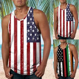 Men's Tank Tops Sweater Shirts Men Summer Sleeveless Flag Spring Beach Casual Neck O Blouse Printed Large Mens Fitness Sport Vest