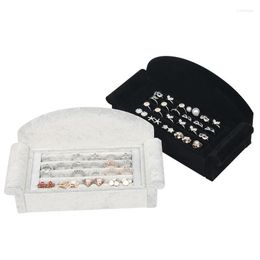 Jewelry Pouches Sofa Shape Velvet Display Holder Earring Ring Tray Racks Rack Shelf Organizer