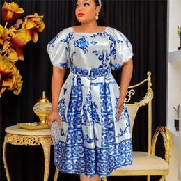 Ethnic Clothing MD African Dress Woman 2023 Novelty Summer Dashiki Print Short Sleeve Gown Elegant Turkey Office Ladies Plus Size Wears