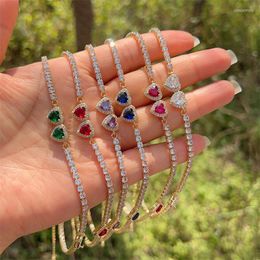 Link Bracelets 2023 Boho Fashion Heart CZ Stone Tennis Chain 12 Colours Iced Out Choker Necklace For Men Women Hiphop Jewellery Gifts