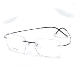 Sunglasses Cubojue Rimless Titanium Reading Glasses Male Eyeglasses Frames Menspectacles Ultralight Spectacles For Prescription 150 200