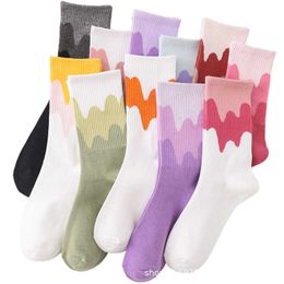 Socks Hosiery 2022 casual sports socks calcetines autumn winter hot icecolor matching mid-tube socks fashion trend cotton female socks P230511