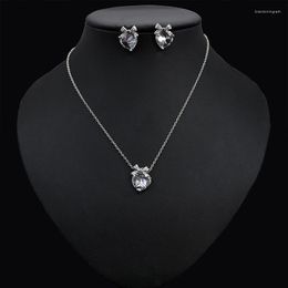 Necklace Earrings Set Wedding Women Accessories Bridal Bijoux Heart Engagement Shape Jewellery Shining