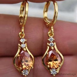 Stud Vintage Fashion Colourful Water Drop Crystal Pendant Earrings for Women Pink Zircon Earring Wedding Earrings