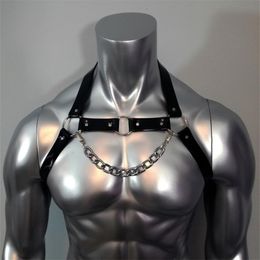 Мужские майки регулируемые ремешки для геев фетиш мужчина для сексуального груди искусственные кожаные ремни рвения