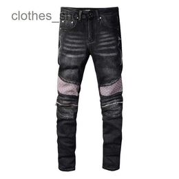 designer jeans Men's Jean Amirres Denim Mens Pants Korean high-street fashion men's black stitching micro elastic large slim 822 LGLM