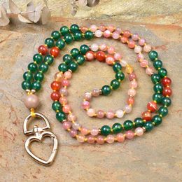 Pendant Necklaces 108 JapaMala Natural Onyx Knotted Necklace Boho Teacher Lanyard Badge Handmade Jewellery