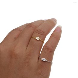 Cluster Rings 925 Sterling Silver Jewellery Factory Price Delicate Minimalist Stunning Girl Women Bezel Single Stone Cz Dainty Ring