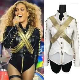 Stage Wear Beyonce Leather Clothes 2 Piece Sets Female Nightclub Bar DJ Pole Dance Costume Party Carnival DWY3272