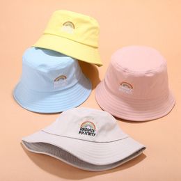 Stingy Brim Hats Unisex Foldable Embroidered Bucket Hat Rainbow Print Outdoor Sunscreen Cap Fisherman Hats 230511