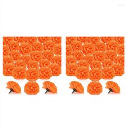 Decorative Flowers Marigold Flower Heads Bulk 200Pcs Artificial For Garlands Crafts Silk Fake Orange