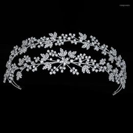 Hair Clips Tiaras And Crown HADIYANA Romantic Left Flower Star Girl Get Engaged Bride Wedding Party Jewelry BC5853 Princesa