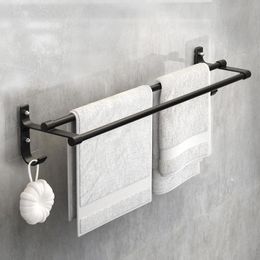 Poles Punchfree towel bar bathroom hanger bath towel hook storage toilet wallmounted bathroom Shower Curtain Poles doublerod shelf