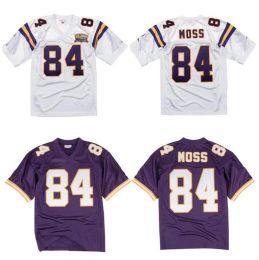 Costurado 1998 Mitchell Ness Retro Football Jersey 84 Randy Moss Rugby Jerseys Homens Mulheres Juventude