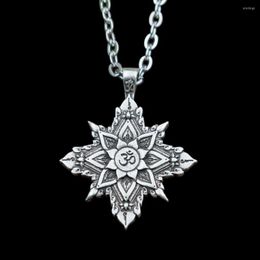 Chains SanLan Mandal Ohm Necklace Lotus Yoga Spiritual Pendant Charm Jewellery 12pcs/lots